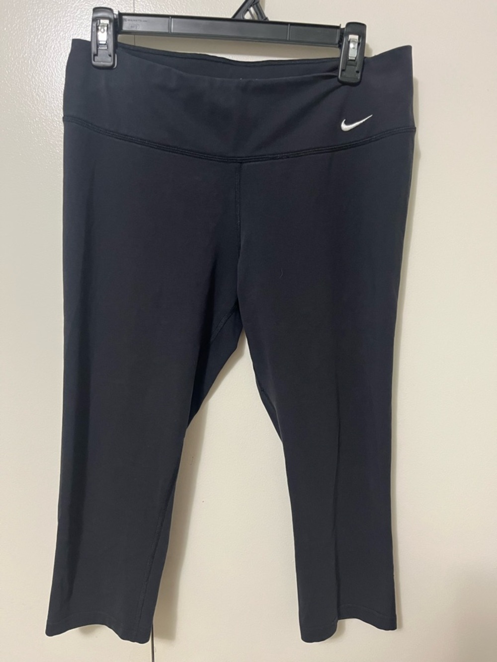 Nike Black Capri Leggings with White Swoosh Logo